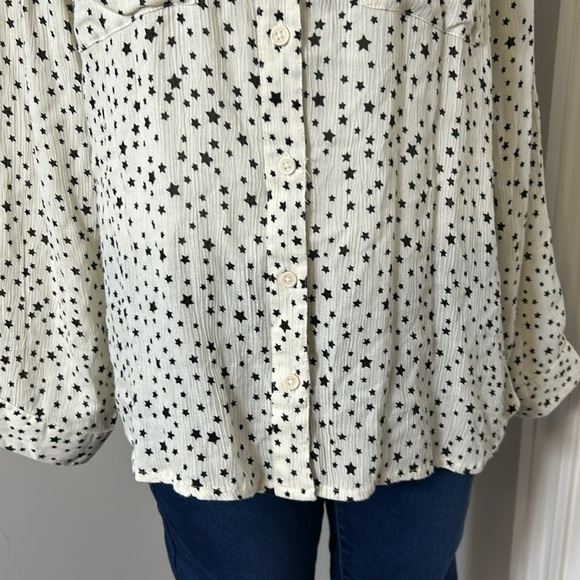 EVEREVE Allison Joy Celeste Star Shirt White Stars Button Down Top Sz XL NEW - Picture 5 of 14